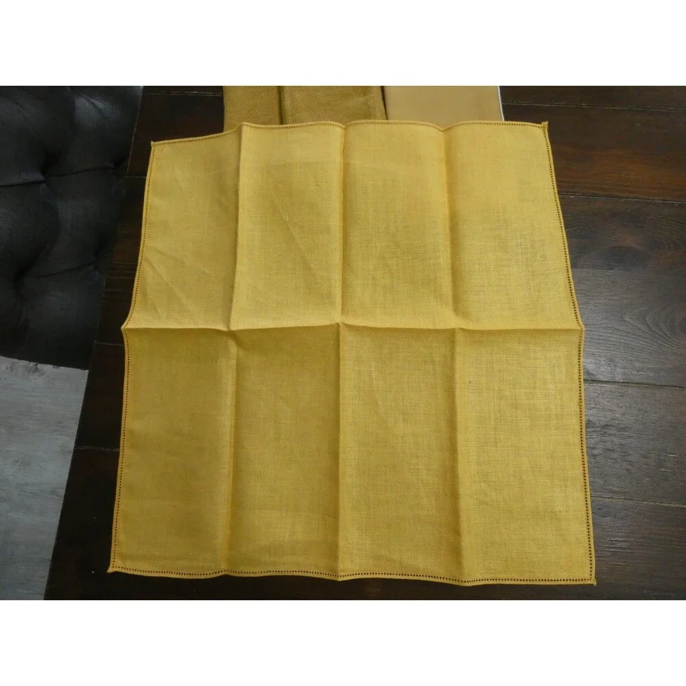 VTG Mixed Lot of 4 Mustard Yellow Cloth Napkins Gimbals Cotton Gauzy Rectangle